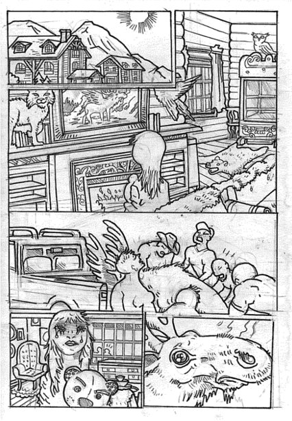 A page from the mini comic "Moose's Burial at Sea".